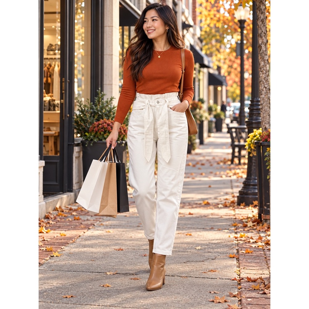 Joe's Jeans The Brinkley High Rise Paperbag Jeans Talc White 26 NWT